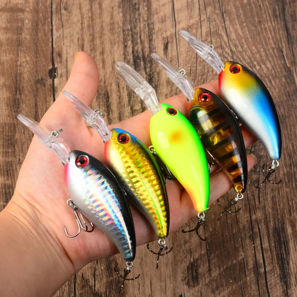 5pcs CrankBait Plastic Hard Lures Floating Fishing Baits, Crankbait, Wobblers