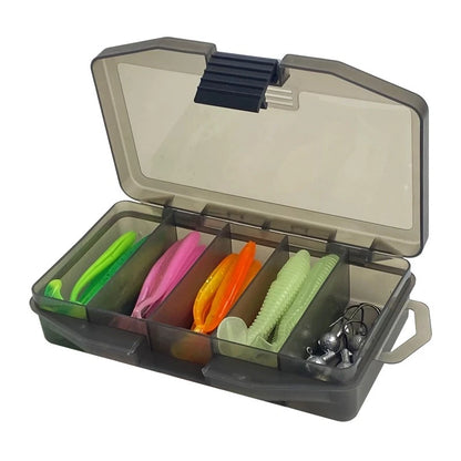 33Pcs Soft Fishing Lure Kit T-Tail Worms with Jig Heads Tackle Box for Bass Pike Perch