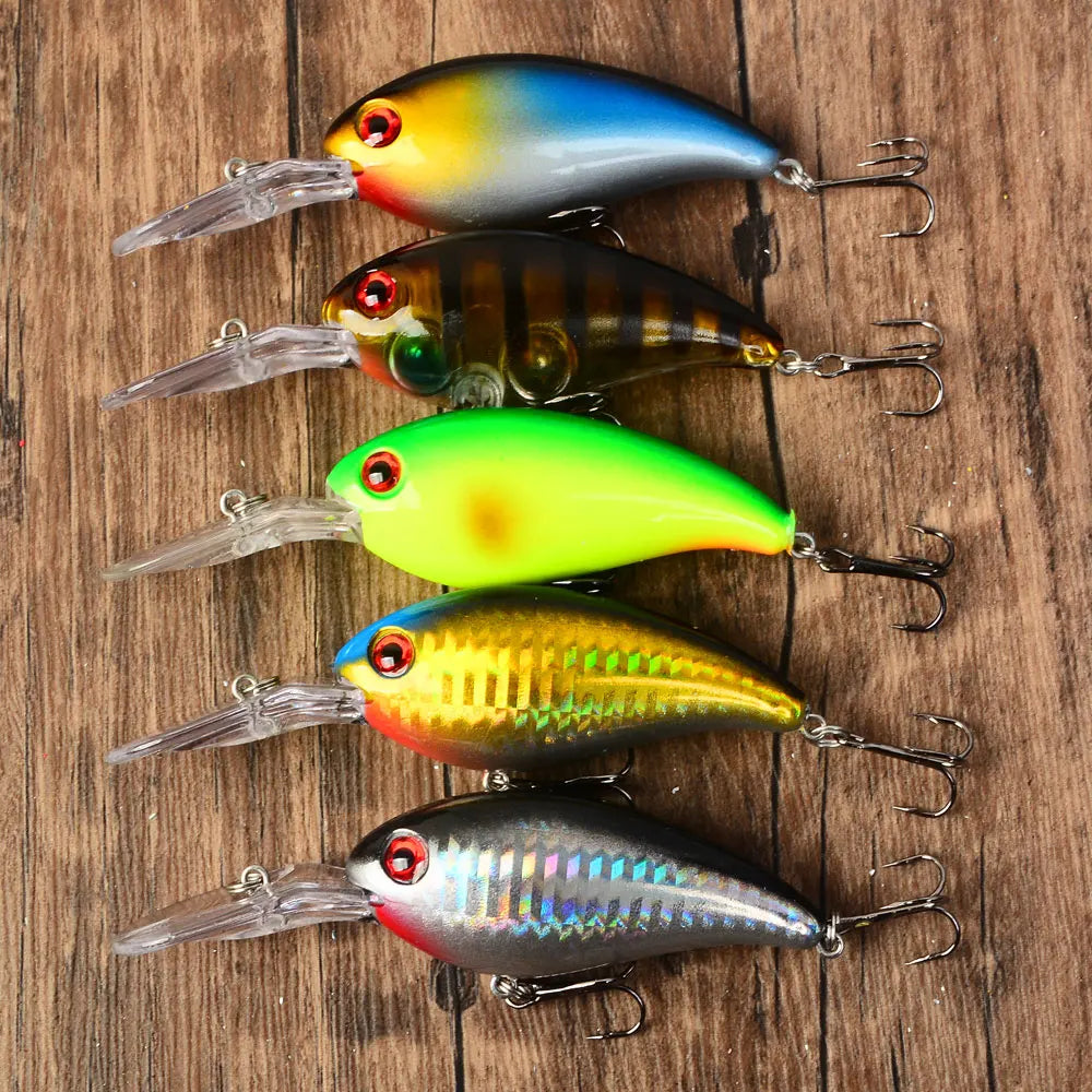5pcs CrankBait Plastic Hard Lures Floating Fishing Baits, Crankbait, Wobblers