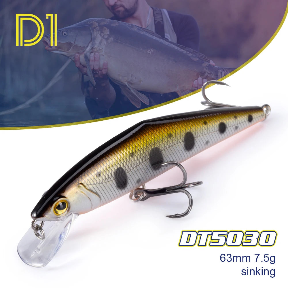 D1 Stream Fishing Lure 85mm 14.7g 63mm 7.5g Heavy Sinking Small Minnow  D-CONTACT Artificial Bait For Trout Perch  DT5030