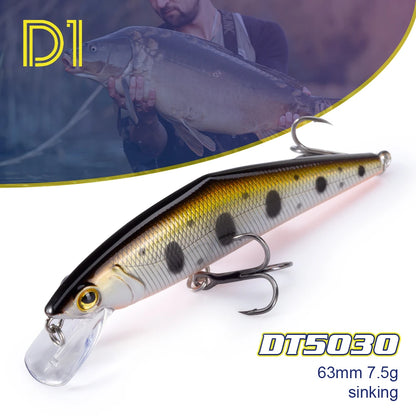 D1 Stream Fishing Lure 85mm 14.7g 63mm 7.5g Heavy Sinking Small Minnow  D-CONTACT Artificial Bait For Trout Perch  DT5030