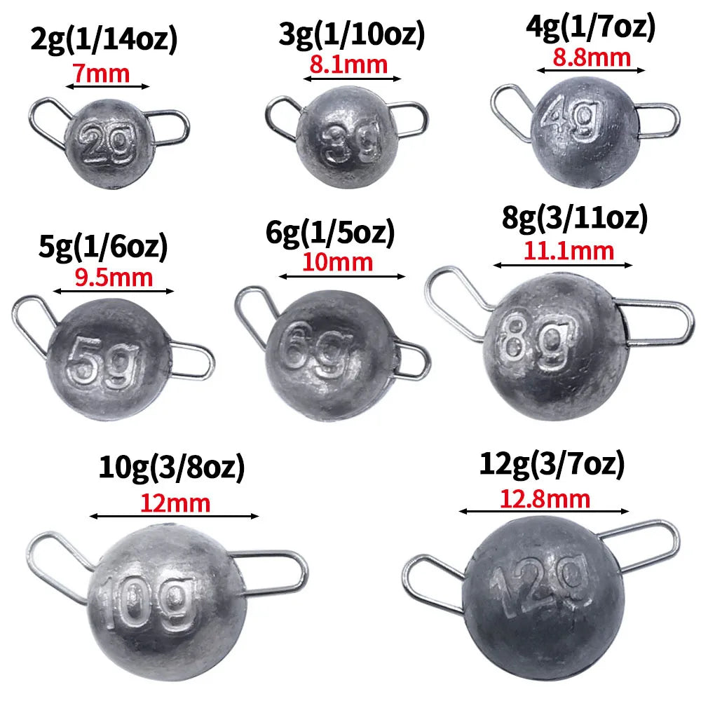50/40/35 Cannonball Fishing Weights Sinkers Quick Set Up Jig Head Ball Sinker Cheburashka Weight for Bass Trout Pike Perch Pesca