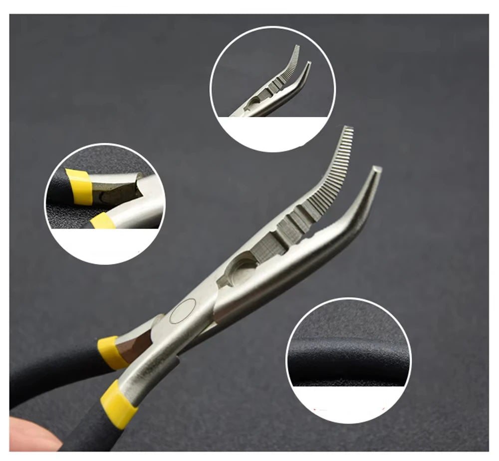 1Pcs Stainless Steel Fishing Pliers Stainless Steel Multi Function Hook Removal Line Cutting Bent Or Straight Nose