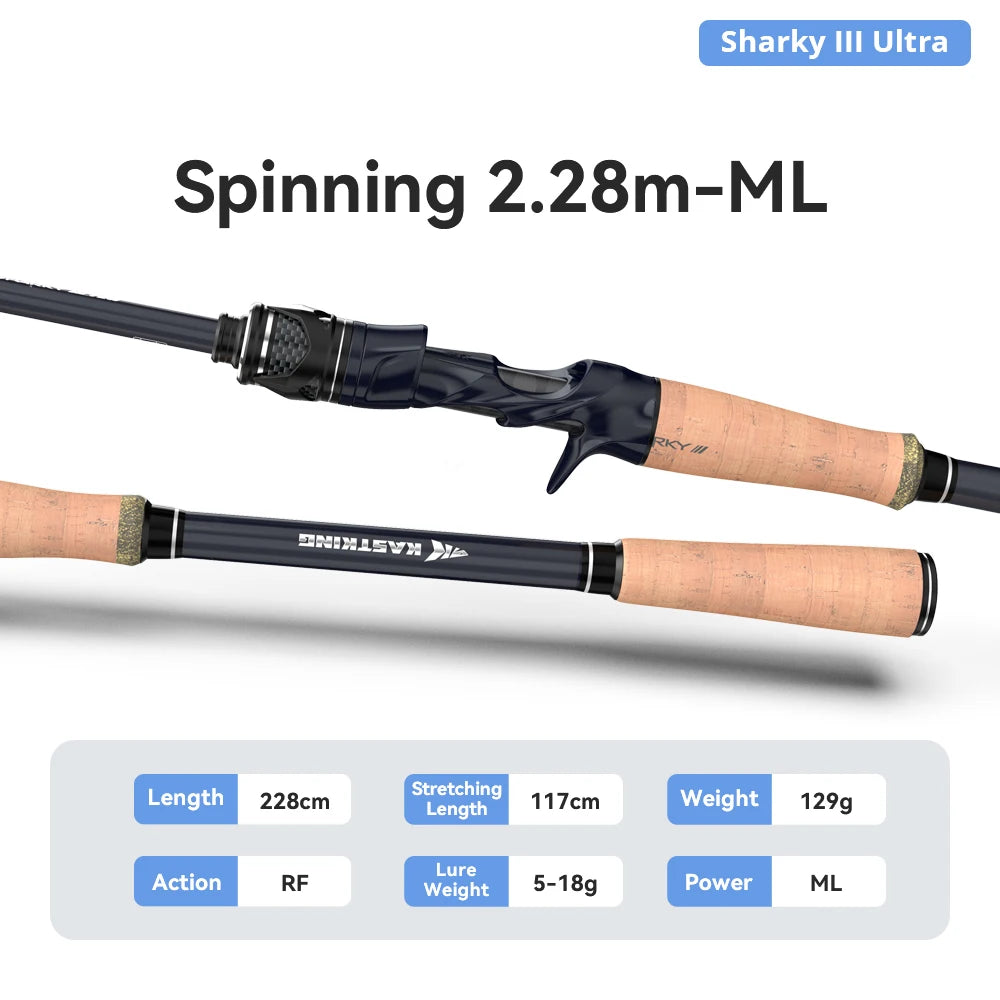 KastKing Sharky Ultra Carbon Spinning Casting Rods FUJI F+SIC Guide Rings 2.28/2.43/2.9m Freshwater Saltwater Fishing Rod