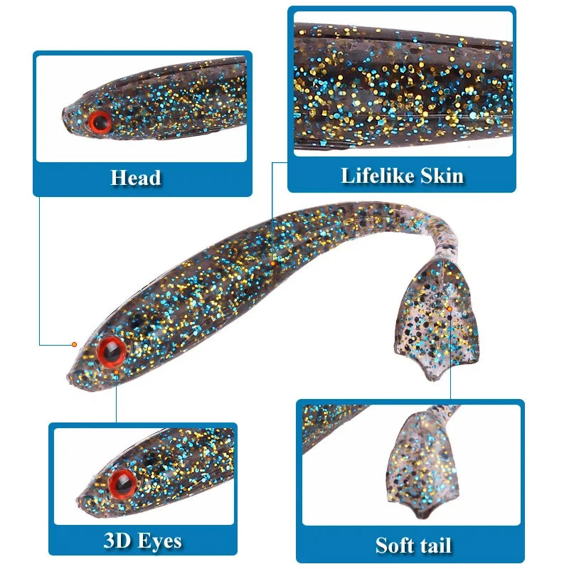10pcs/Lot 8.4cm 5g Soft Lures Silicone Bait Goods For Fishing Sea Fishing Pva Swimbait Wobblers Artificial Tackle Pesca Accesory