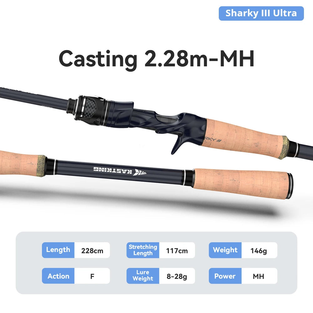 KastKing Sharky Ultra Carbon Spinning Casting Rods FUJI F+SIC Guide Rings 2.28/2.43/2.9m Freshwater Saltwater Fishing Rod