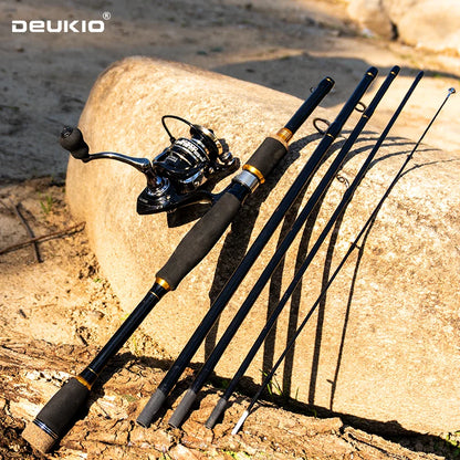 DEUKIO Fishing Rod Reel Combo 1.8 2.1m Carbon Fiber Spinning Rod and 5.2:1 Spinning Reel Set Max Drag 8kg for Fresh Saltwater