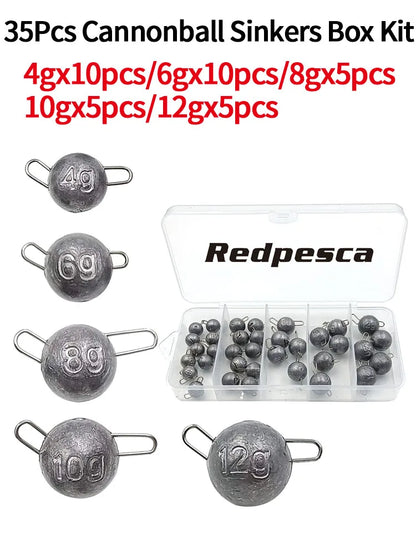 50/40/35 Cannonball Fishing Weights Sinkers Quick Set Up Jig Head Ball Sinker Cheburashka Weight for Bass Trout Pike Perch Pesca