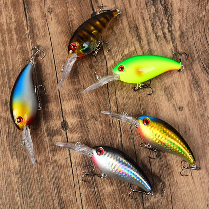 5pcs CrankBait Plastic Hard Lures Floating Fishing Baits, Crankbait, Wobblers