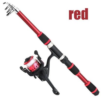 Fishing Pole Set Full Kits With Telescopic Fishing Rod And Spinning Reel Baits Hooks Travel Pole Set