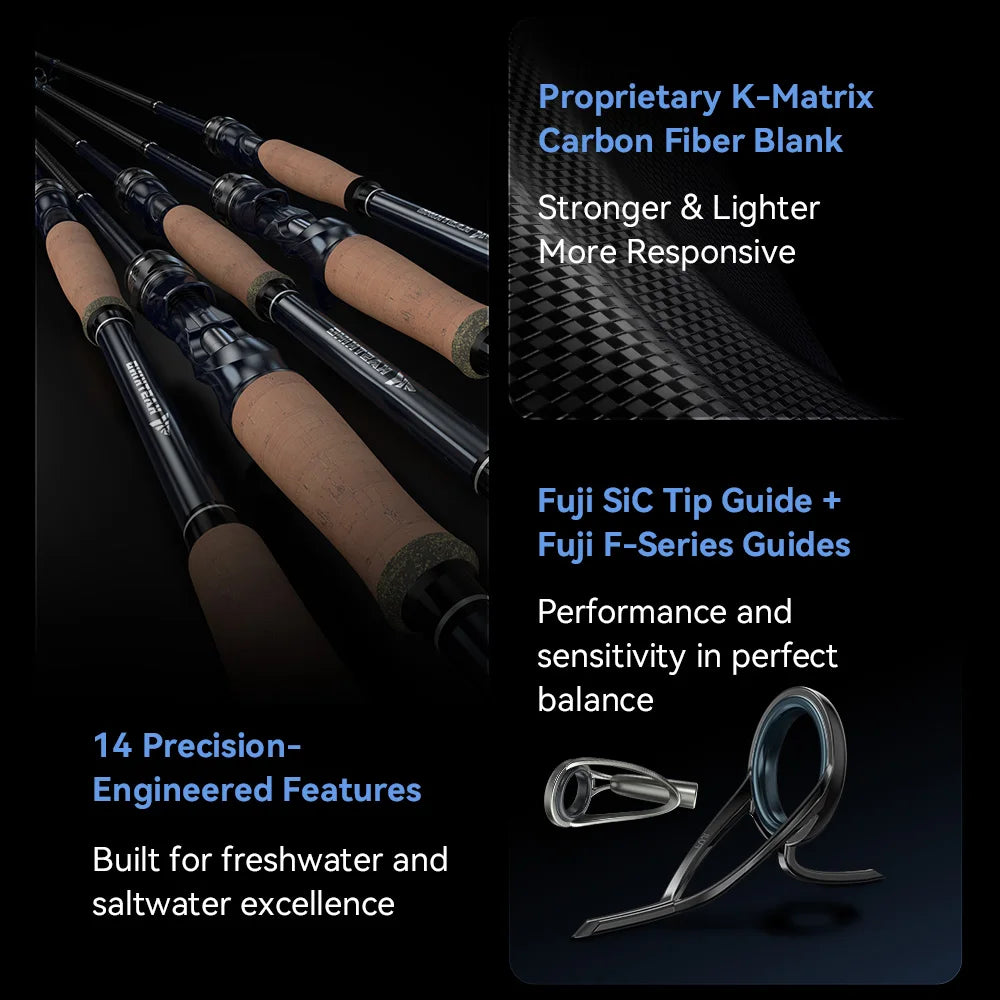 KastKing Sharky Ultra Carbon Spinning Casting Rods FUJI F+SIC Guide Rings 2.28/2.43/2.9m Freshwater Saltwater Fishing Rod