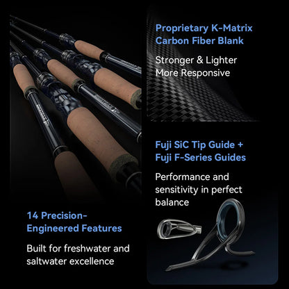 KastKing Sharky Ultra Carbon Spinning Casting Rods FUJI F+SIC Guide Rings 2.28/2.43/2.9m Freshwater Saltwater Fishing Rod