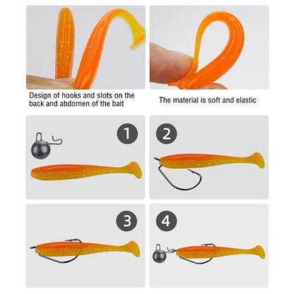 25pcs Soft Fishing Lures Kit Silicone Lures Artificial Bait Worm with Crank Hook Jig Head Weight Rolling Barrel Swivel Tackle