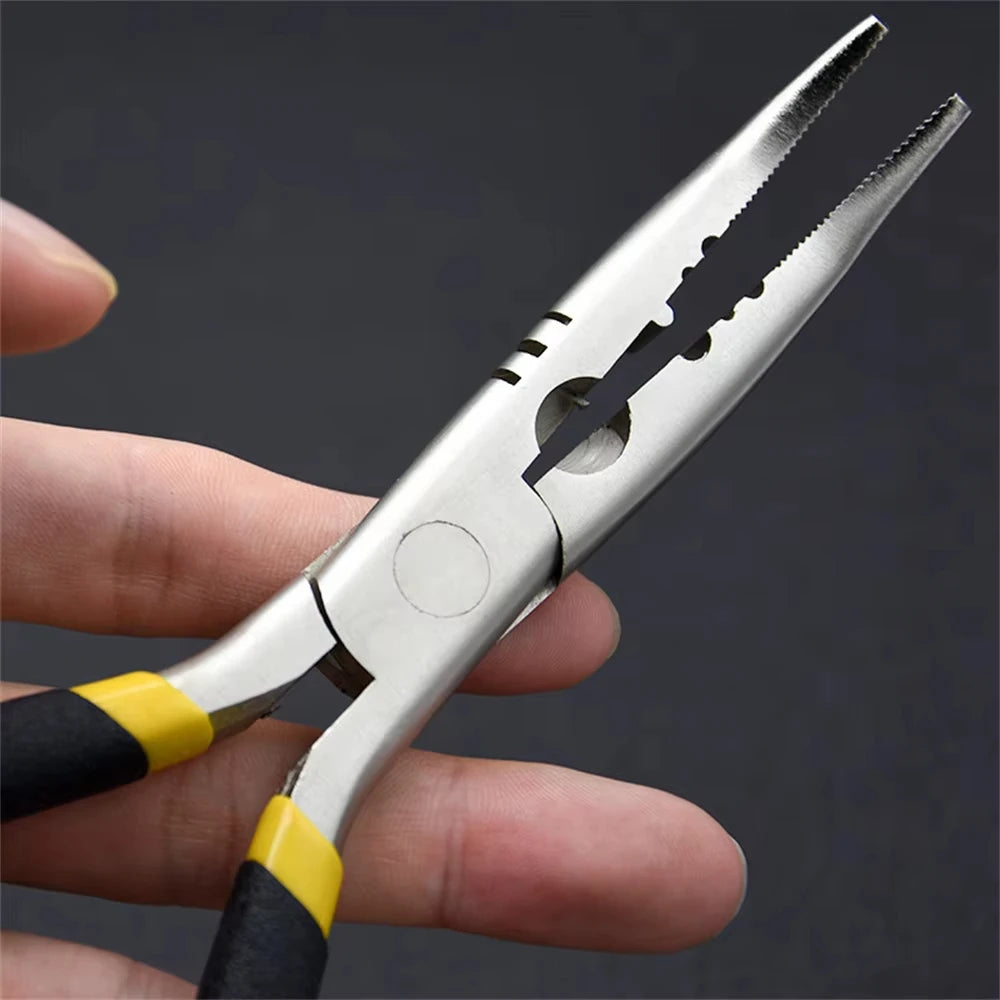 1Pcs Stainless Steel Fishing Pliers Stainless Steel Multi Function Hook Removal Line Cutting Bent Or Straight Nose