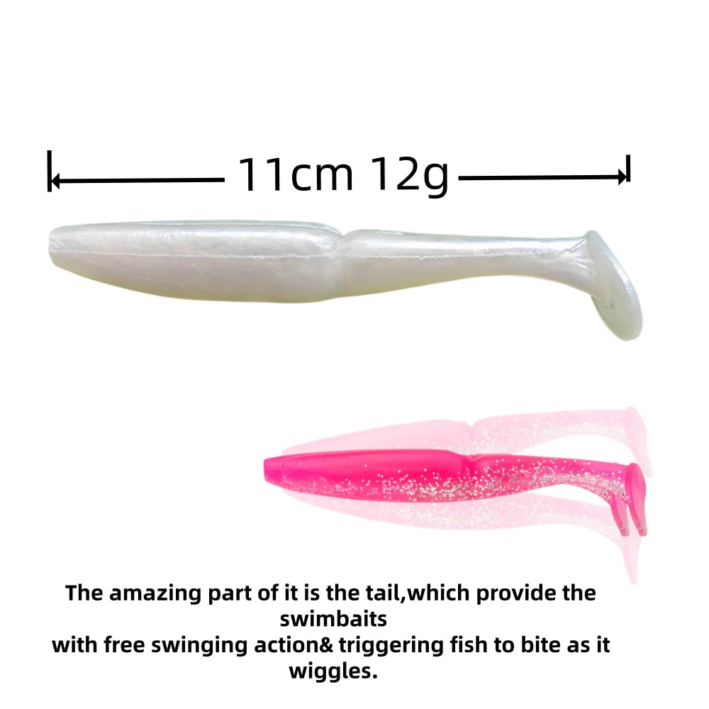 MUKUN 4pcs 11cm 12g Pesca Fishing Lures Leurre Souple Soft Bass Silicone Bait Isca Artificial Fishing Wobbler