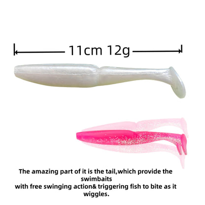 MUKUN 4pcs 11cm 12g Pesca Fishing Lures Leurre Souple Soft Bass Silicone Bait Isca Artificial Fishing Wobbler