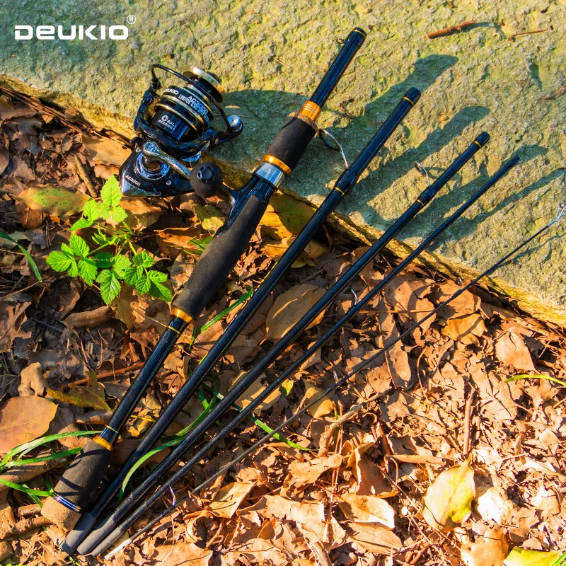 DEUKIO Fishing Rod Reel Combo 1.8 2.1m Carbon Fiber Spinning Rod and 5.2:1 Spinning Reel Set Max Drag 8kg for Fresh Saltwater