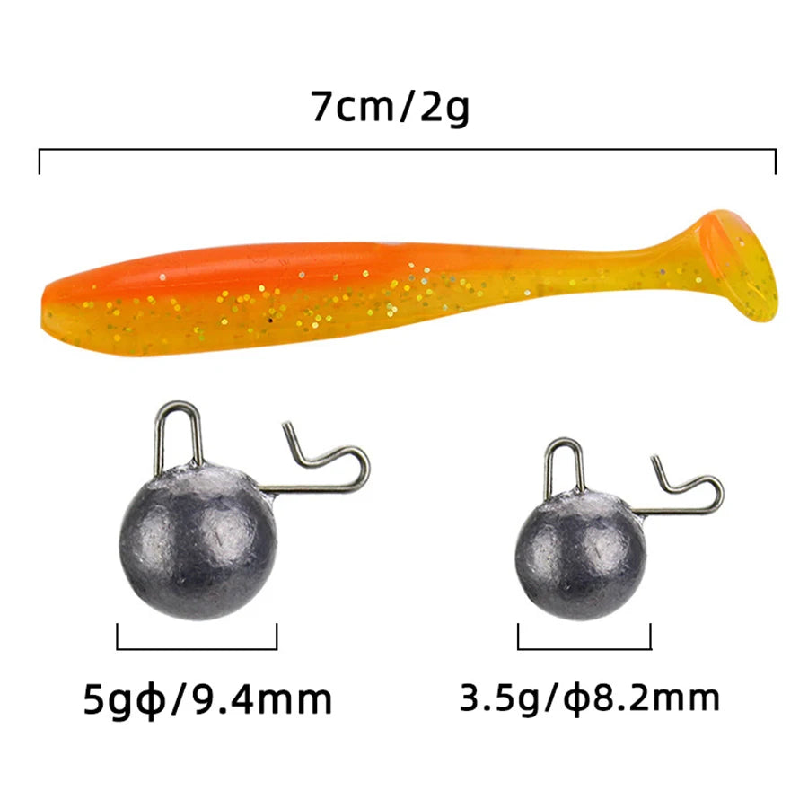 25pcs Soft Fishing Lures Kit Silicone Lures Artificial Bait Worm with Crank Hook Jig Head Weight Rolling Barrel Swivel Tackle