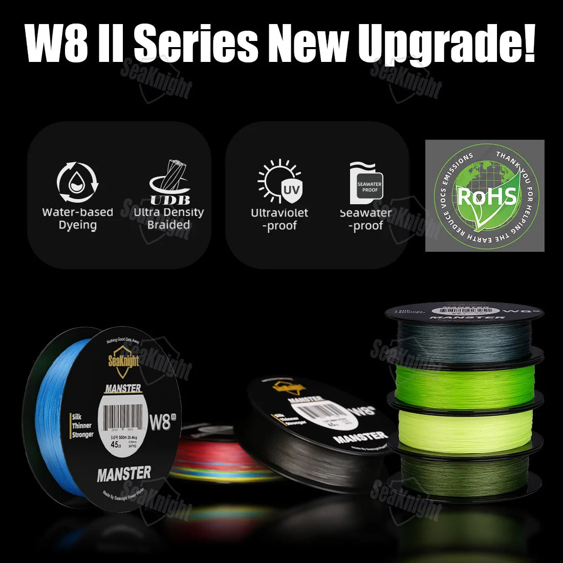 SeaKnight Brand W8 II 300M PE Fishing Line 8 Weaves Multifilament Braided Line Updated silicon resin coating Saltwater Fishing