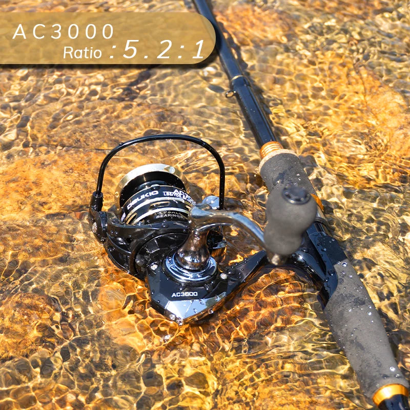 DEUKIO Fishing Rod Reel Combo 1.8 2.1m Carbon Fiber Spinning Rod and 5.2:1 Spinning Reel Set Max Drag 8kg for Fresh Saltwater