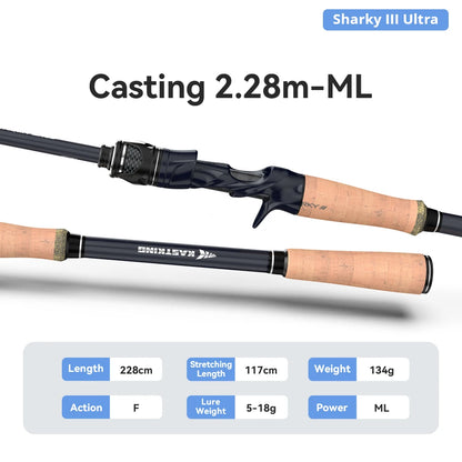 KastKing Sharky Ultra Carbon Spinning Casting Rods FUJI F+SIC Guide Rings 2.28/2.43/2.9m Freshwater Saltwater Fishing Rod