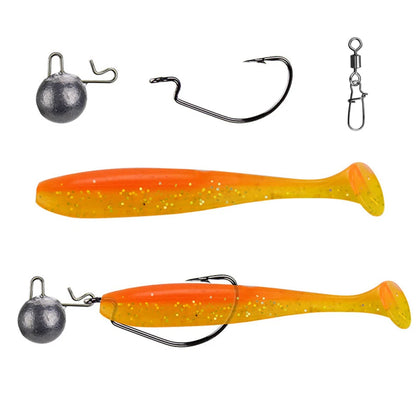 25pcs Soft Fishing Lures Kit Silicone Lures Artificial Bait Worm with Crank Hook Jig Head Weight Rolling Barrel Swivel Tackle